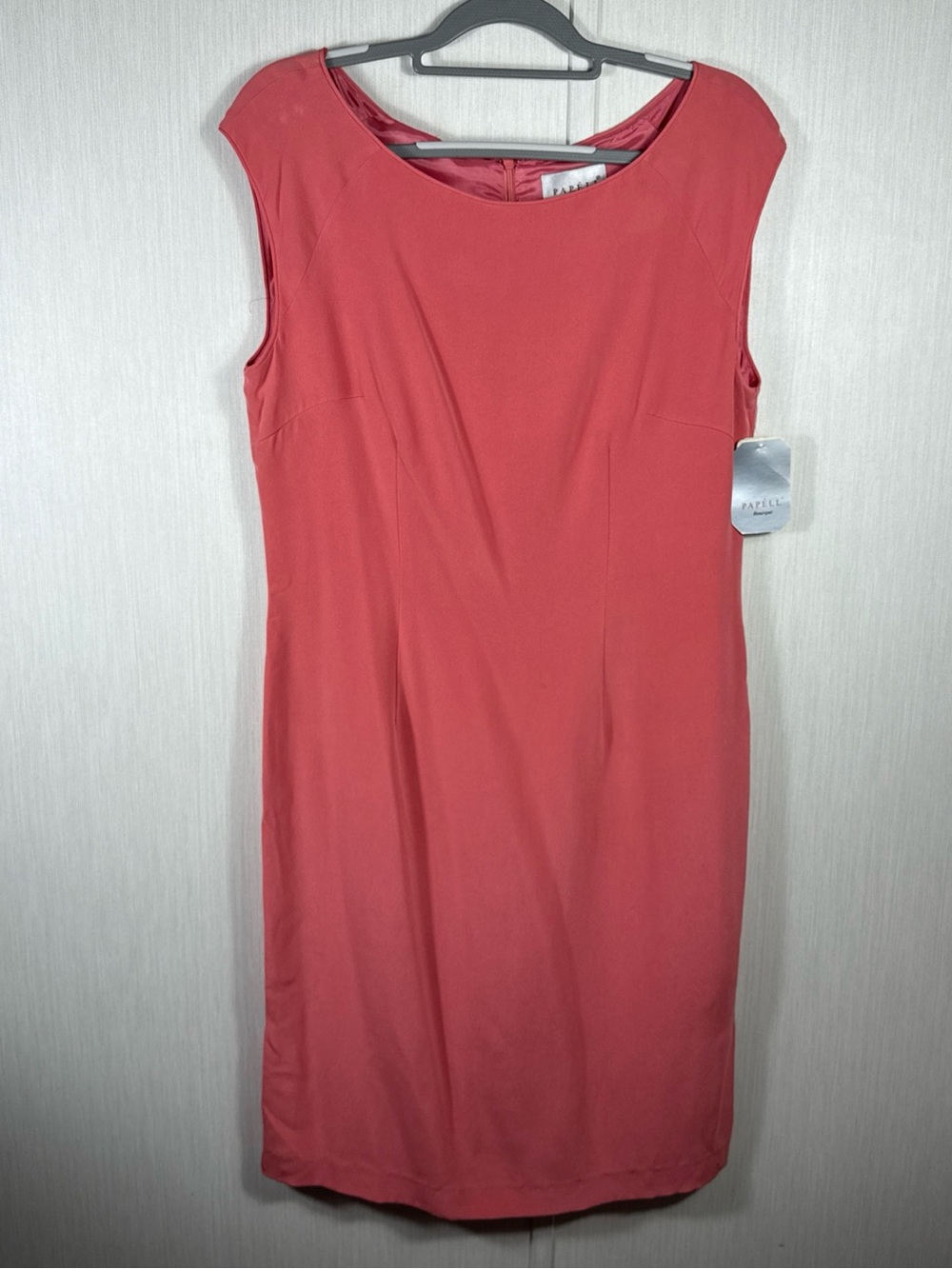 NWT Vtg Adrianna Papell 100% Silk Coral Midi Dress Womens 12 Cocktail Dead Stock
